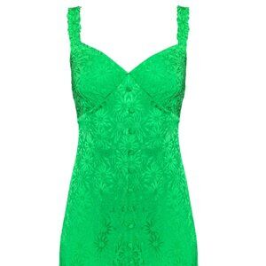 The Brigitte Button Front Mini Dress In Green Daisy